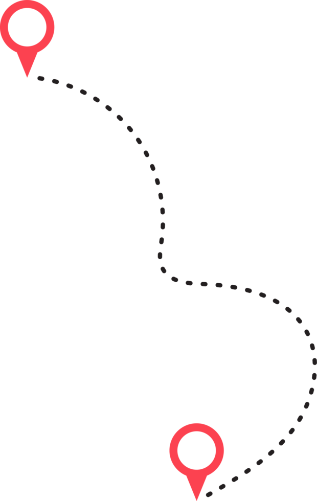 route icône entre deux points avec à pois chemin et emplacement épingle png