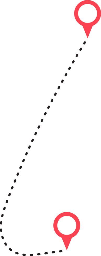 Route Symbol zwischen zwei Punkte mit gepunktet Pfad und Ort Stift png