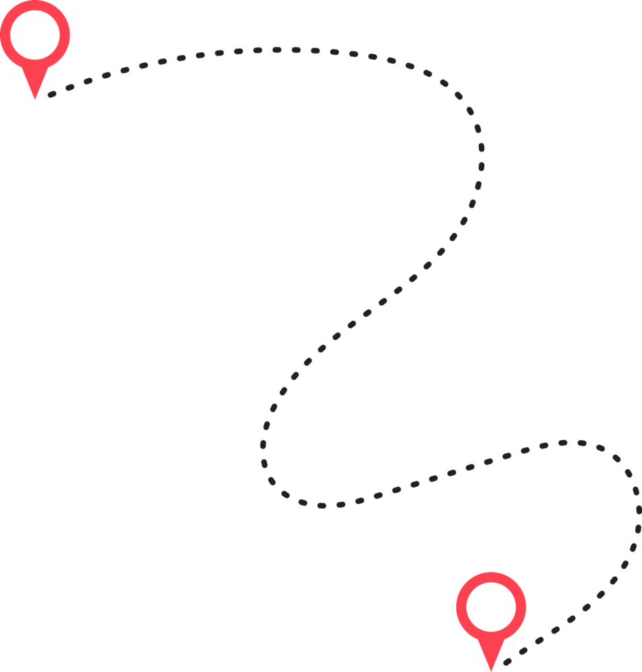 Route icon between two points with dotted path and location pin png