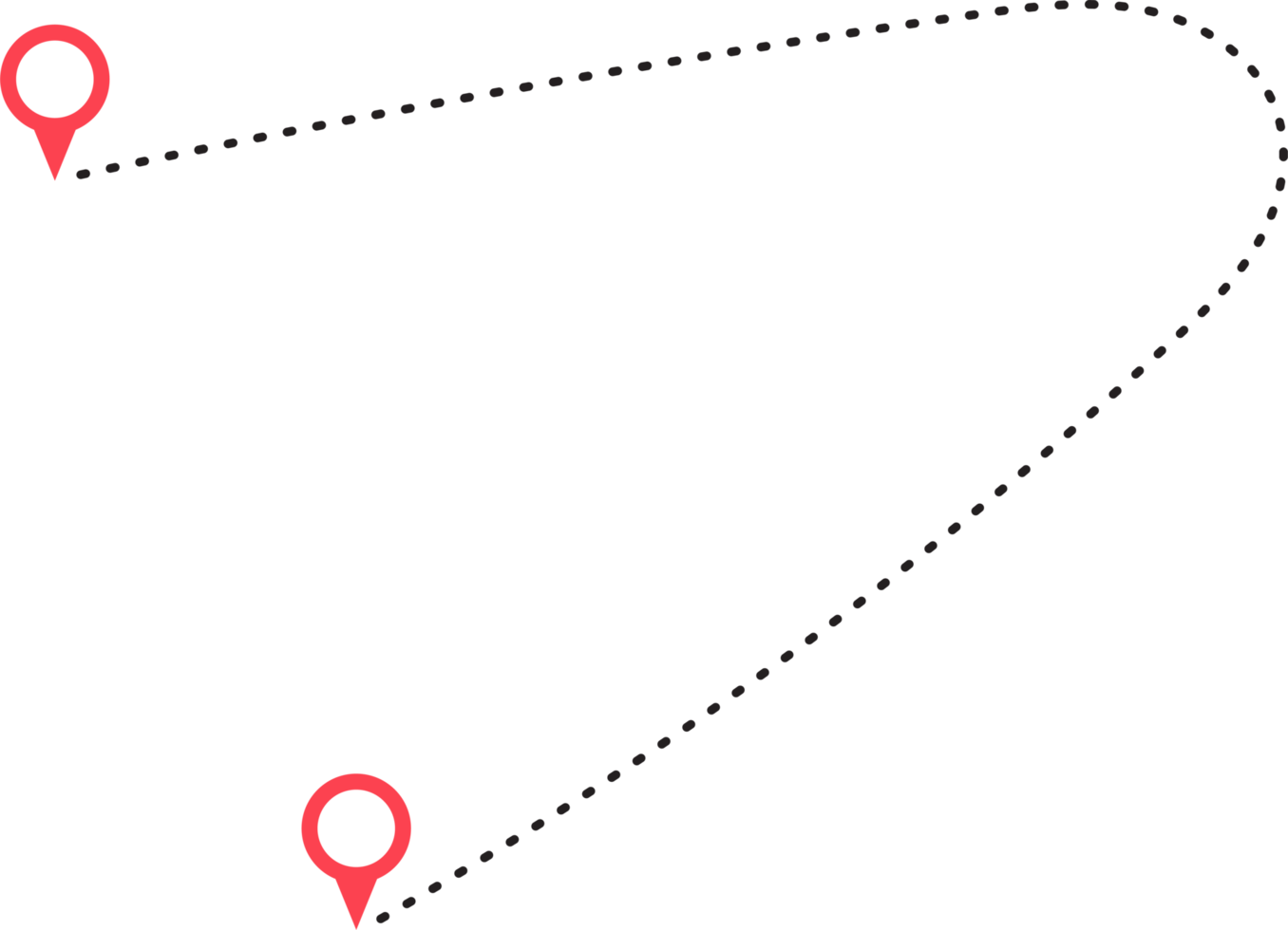 Route icon between two points with dotted path and location pin png