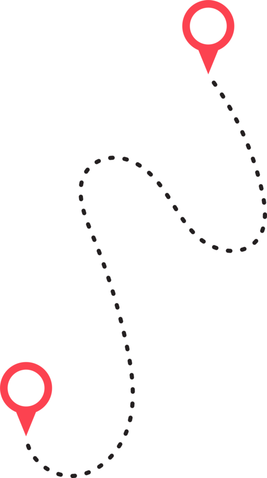 Route icon between two points with dotted path and location pin png