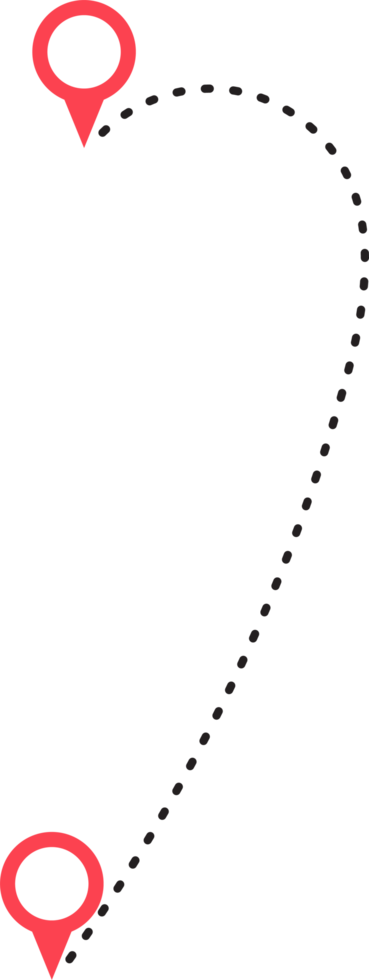 Route icon between two points with dotted path and location pin png