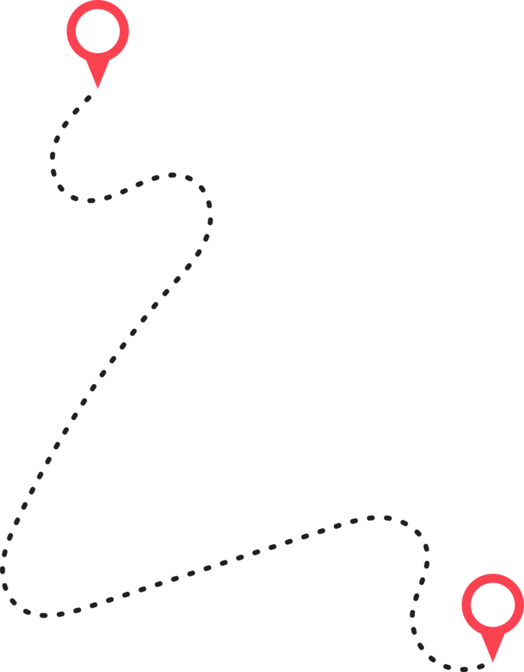 route icône entre deux points avec à pois chemin et emplacement épingle png