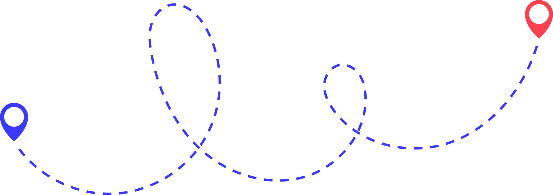 route icône entre deux points avec à pois chemin et emplacement épingle png