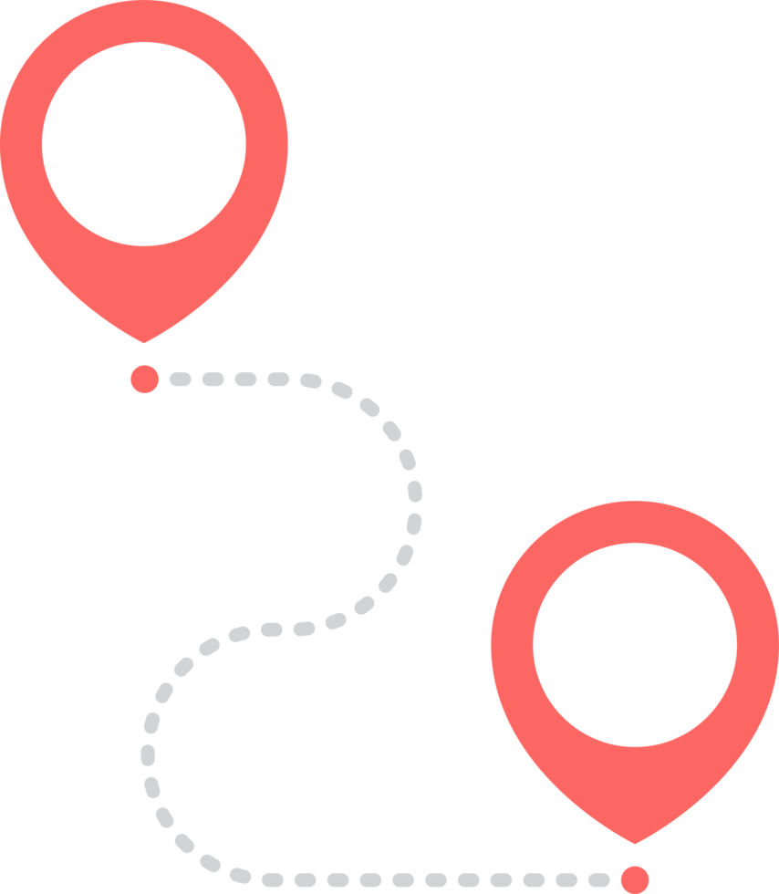 Route icon with pointer pin and dotted path png