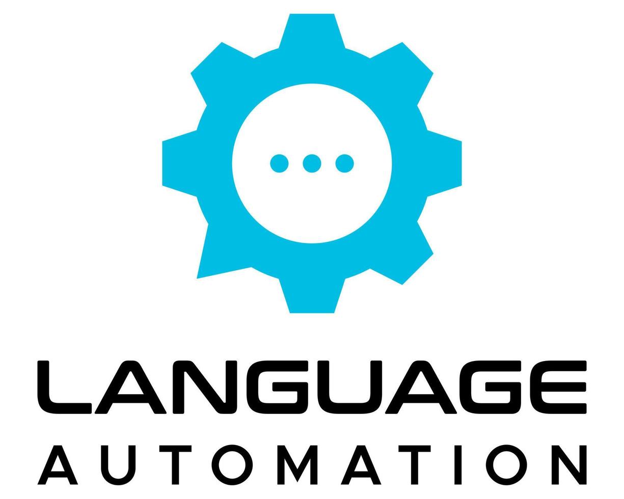 un azul y negro logo para un idioma automatización empresa vector