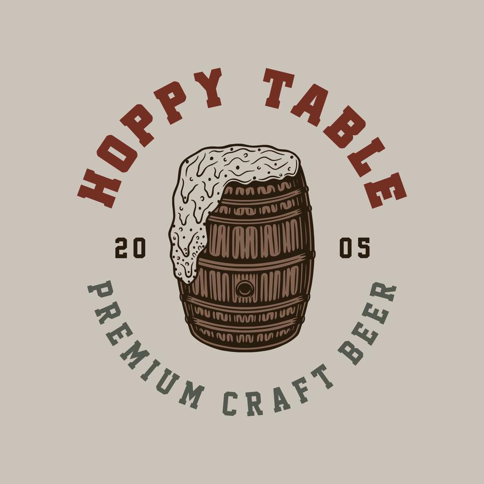 Vintage retro beer brewing emblem, logo, badge, label. mark, poster or print. Monochrome Graphic Art. Engraving style vecctor vector