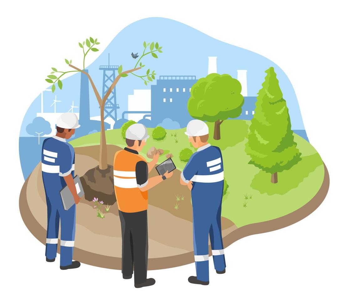 Green Factory Environmental Management system and Improving the environment Industrial ISO 14000 isometric isolated cartoon vector