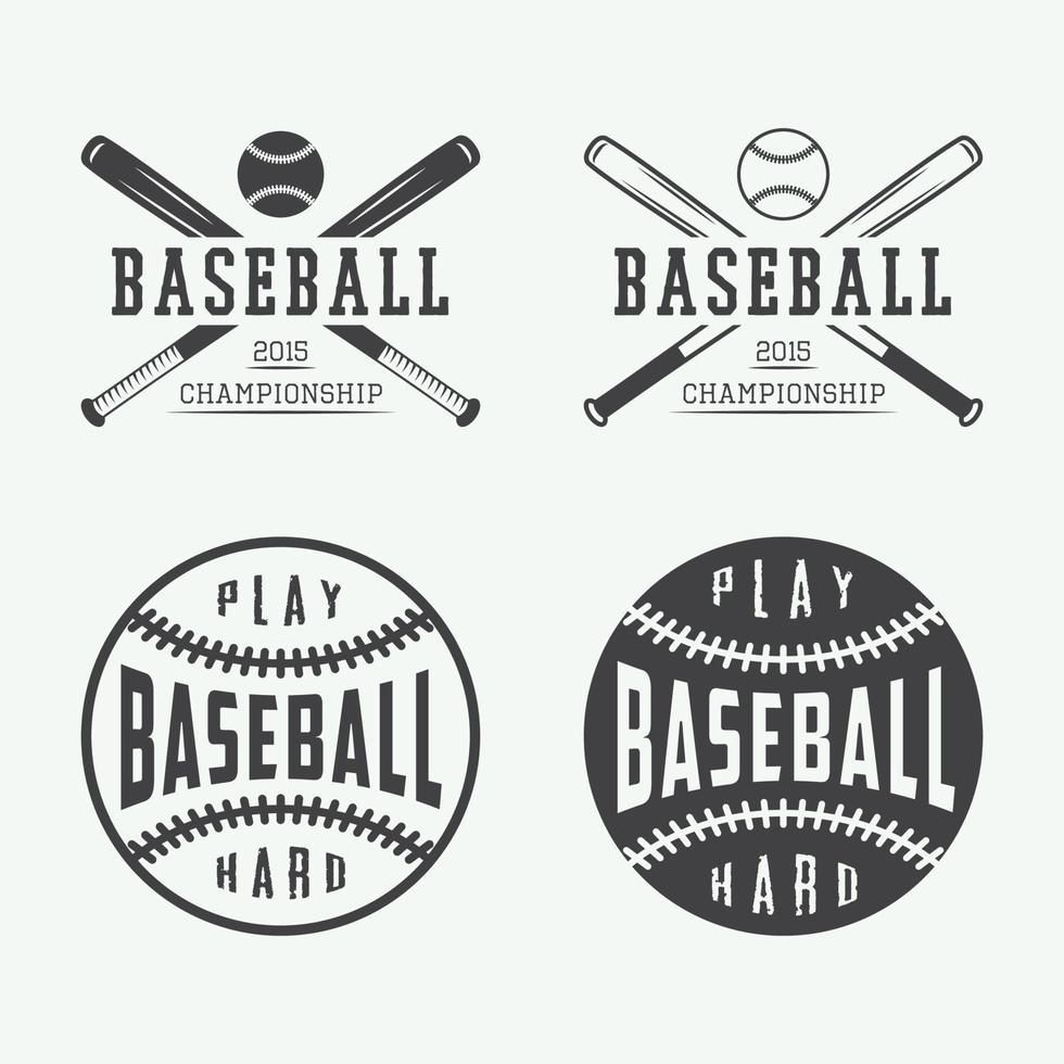 Vintage baseball logos, emblems, badges and design elements. Vector illustration