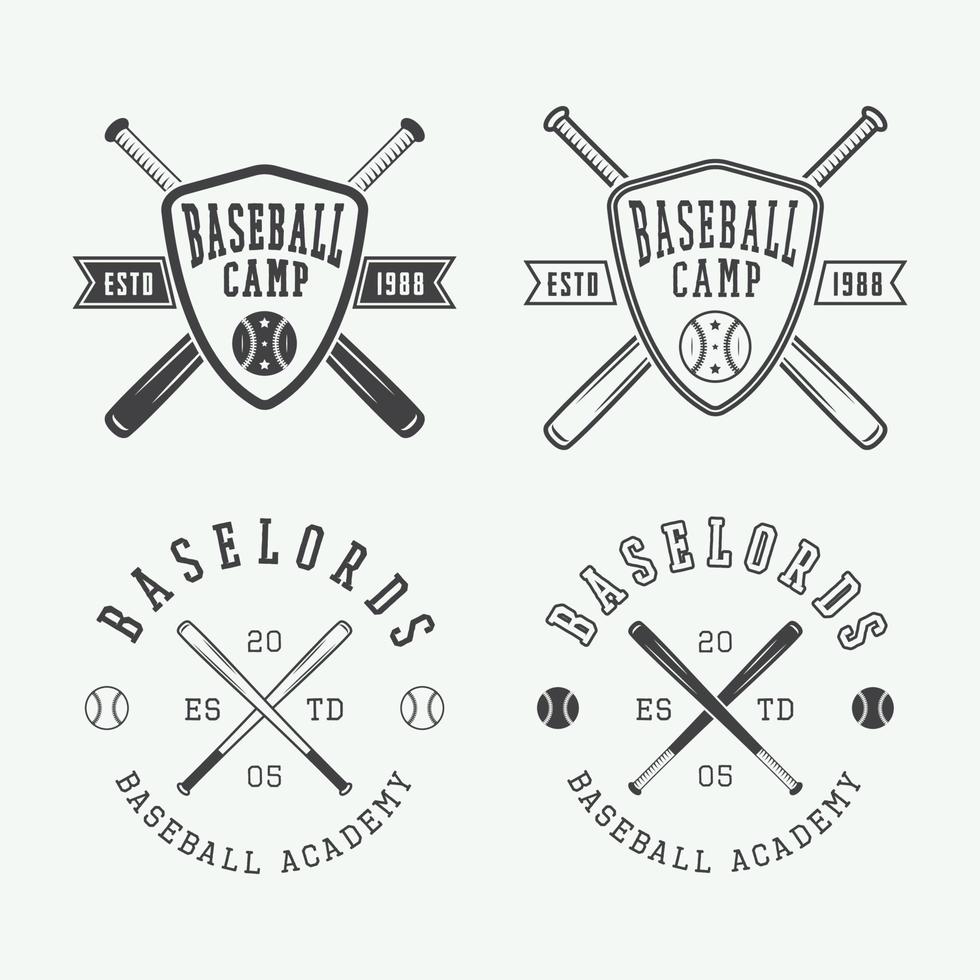 logos, emblemas, insignias y elementos de diseño de béisbol vintage. ilustración vectorial vector