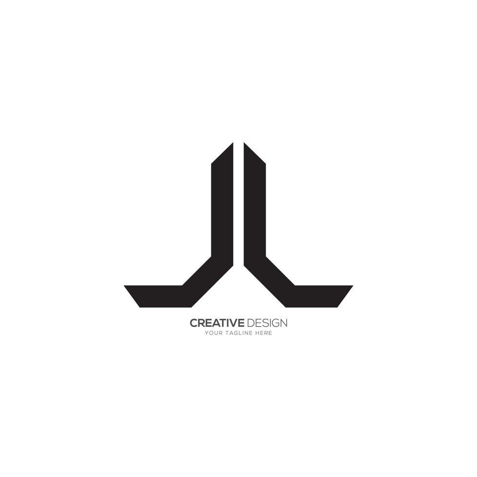 Modern letter J L or L J minimal line art logo vector