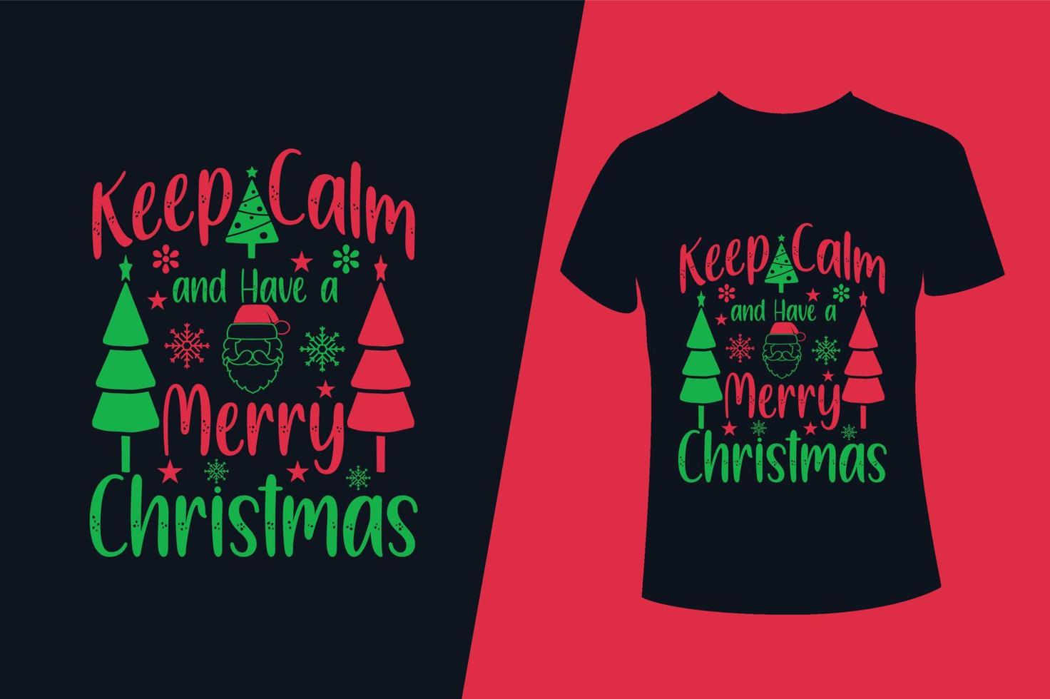 Merry Christmas T-Shirt Design Template for Christmas Celebration. Good for Greeting cards, t-shirts, mugs, and gifts. For Men, Women, and Baby clothing Free Vector