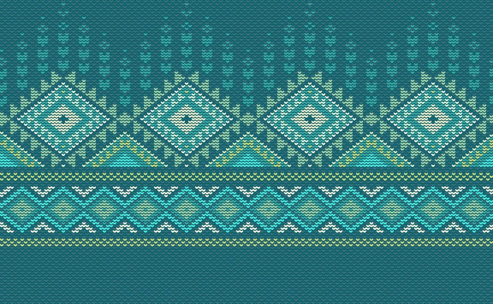 Crochet pattern, Vector cross stitch geometric background, Knitted ethnic abstract beautiful style