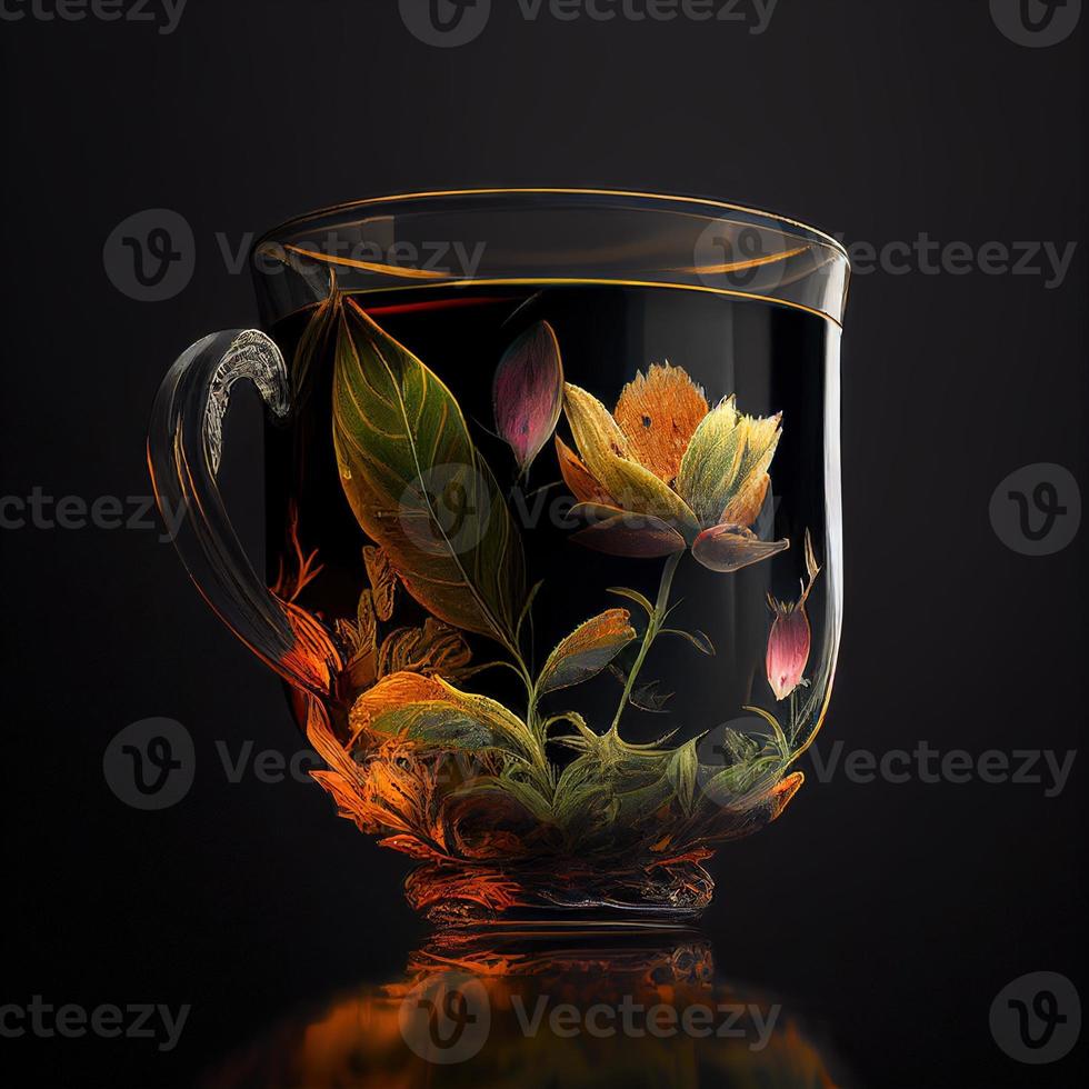 herbalife té concepto un té taza en negro antecedentes foto