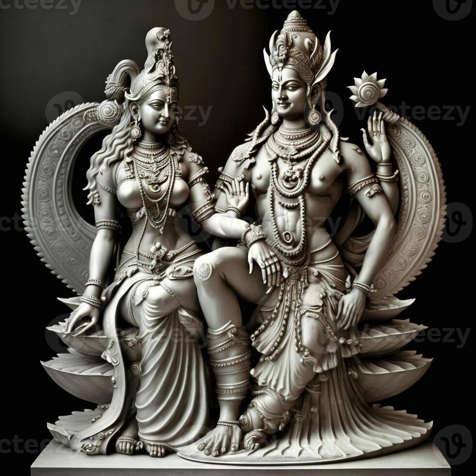 hindu god Lakshmi and vishnu statue photo
