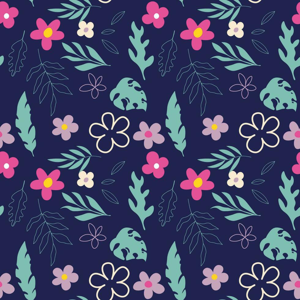 Floral shape seamless pattern. vector