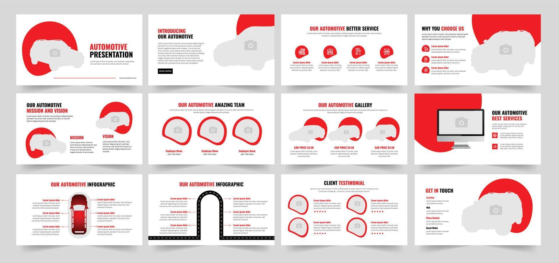 Automobile Presentation Template Design and Car Presentation and Car Service Presentation Template vector