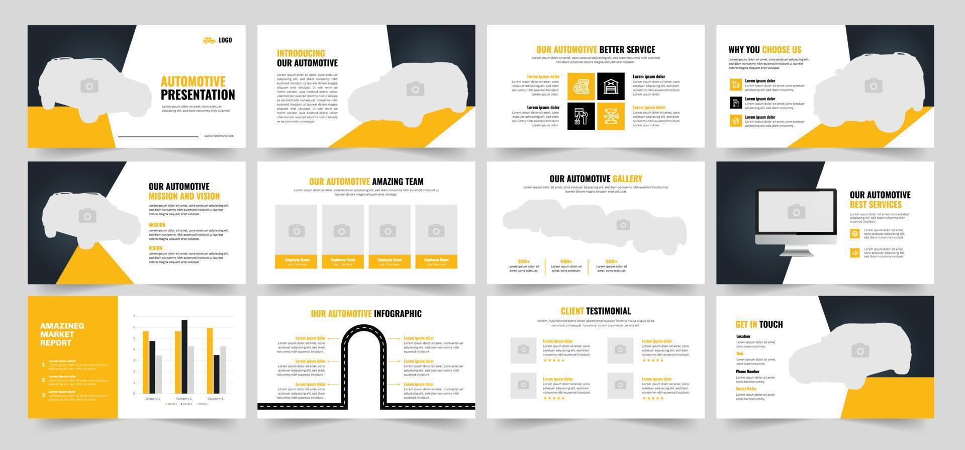 Automobile Presentation Template Design and Car Presentation and Car Service Presentation Template vector