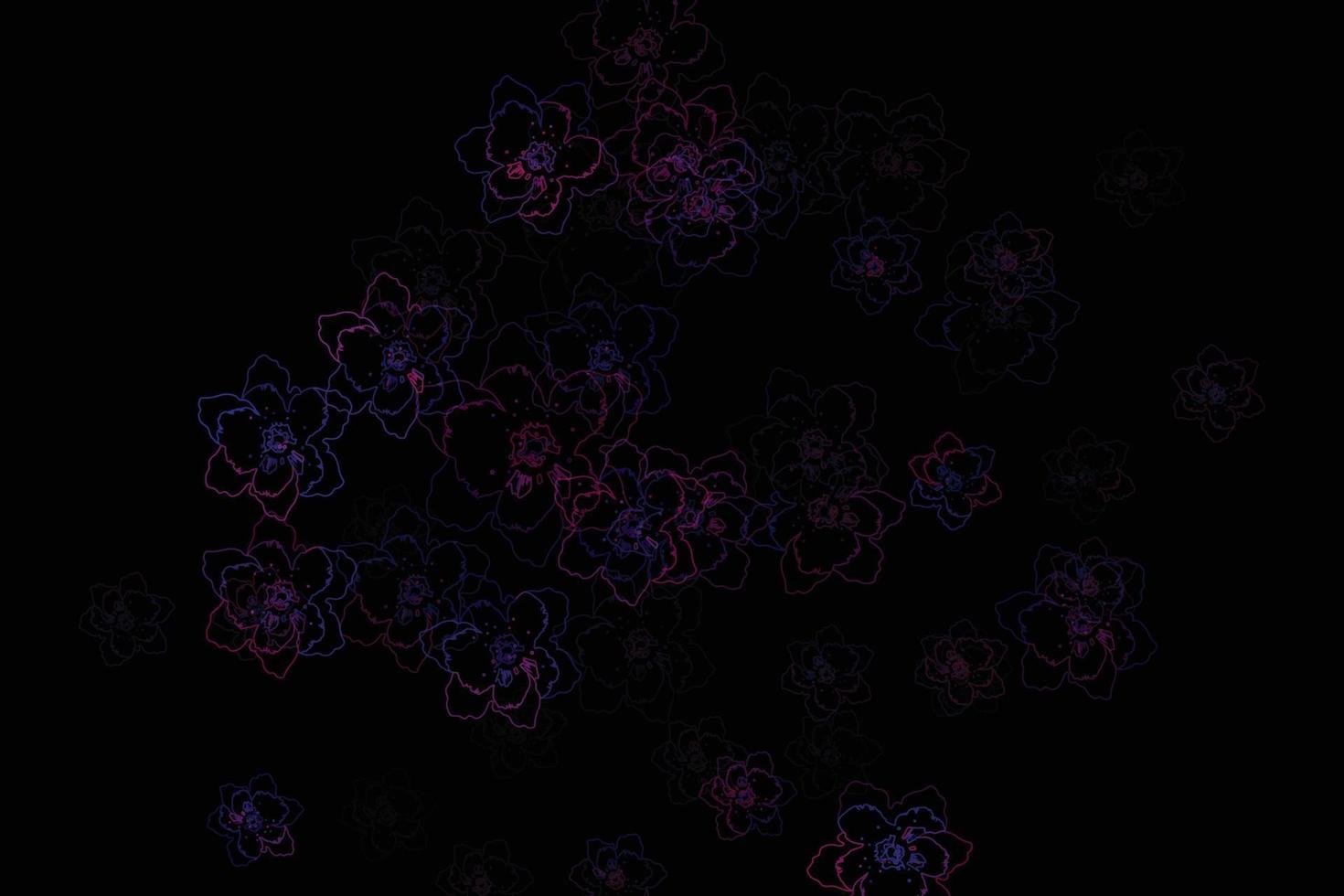 Blue and purple flower shape on dark background. vector