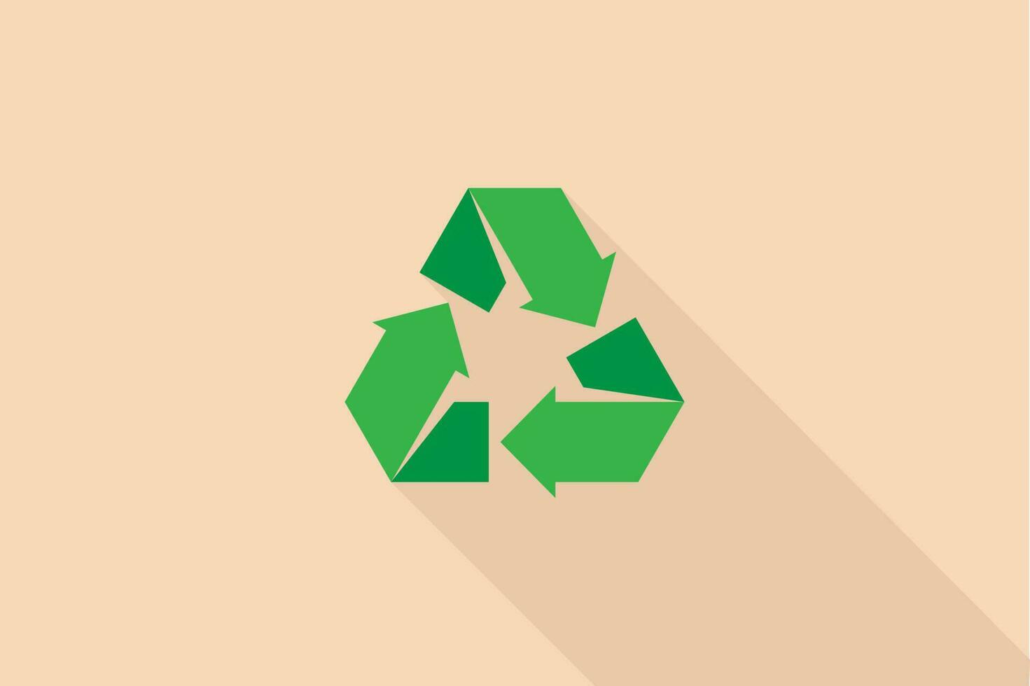 Recycle icon with green color flat design vector illustration
