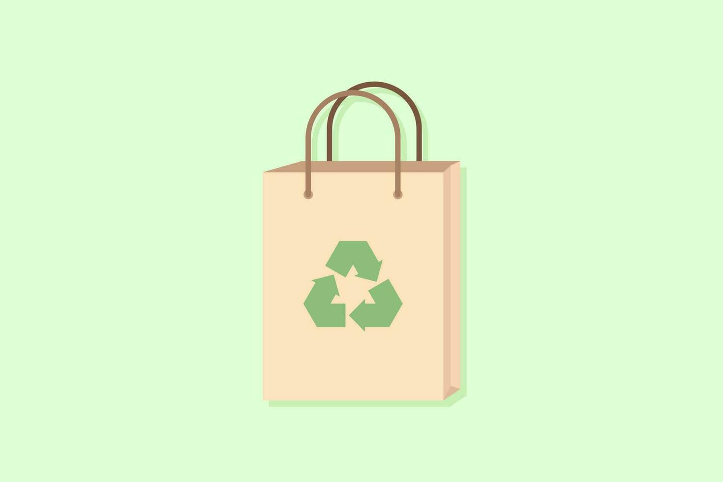 Environmentally friendly bag, recycle icon, green color, flat design vector design template