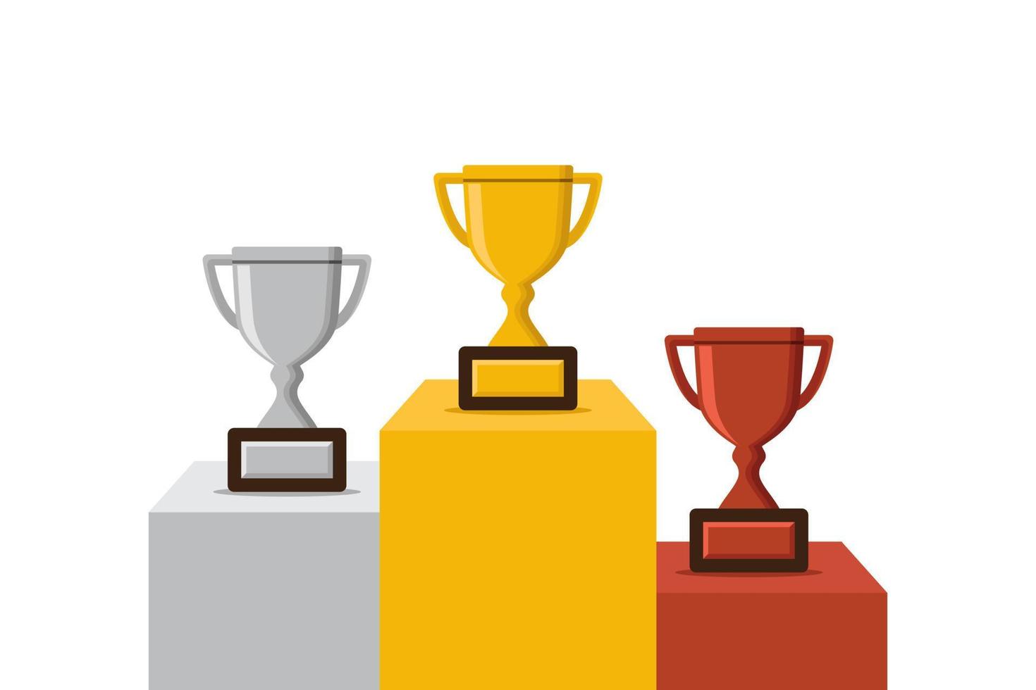 Trophy vector flat, winner podium, gold, silver, bronze, flat design vector illustration