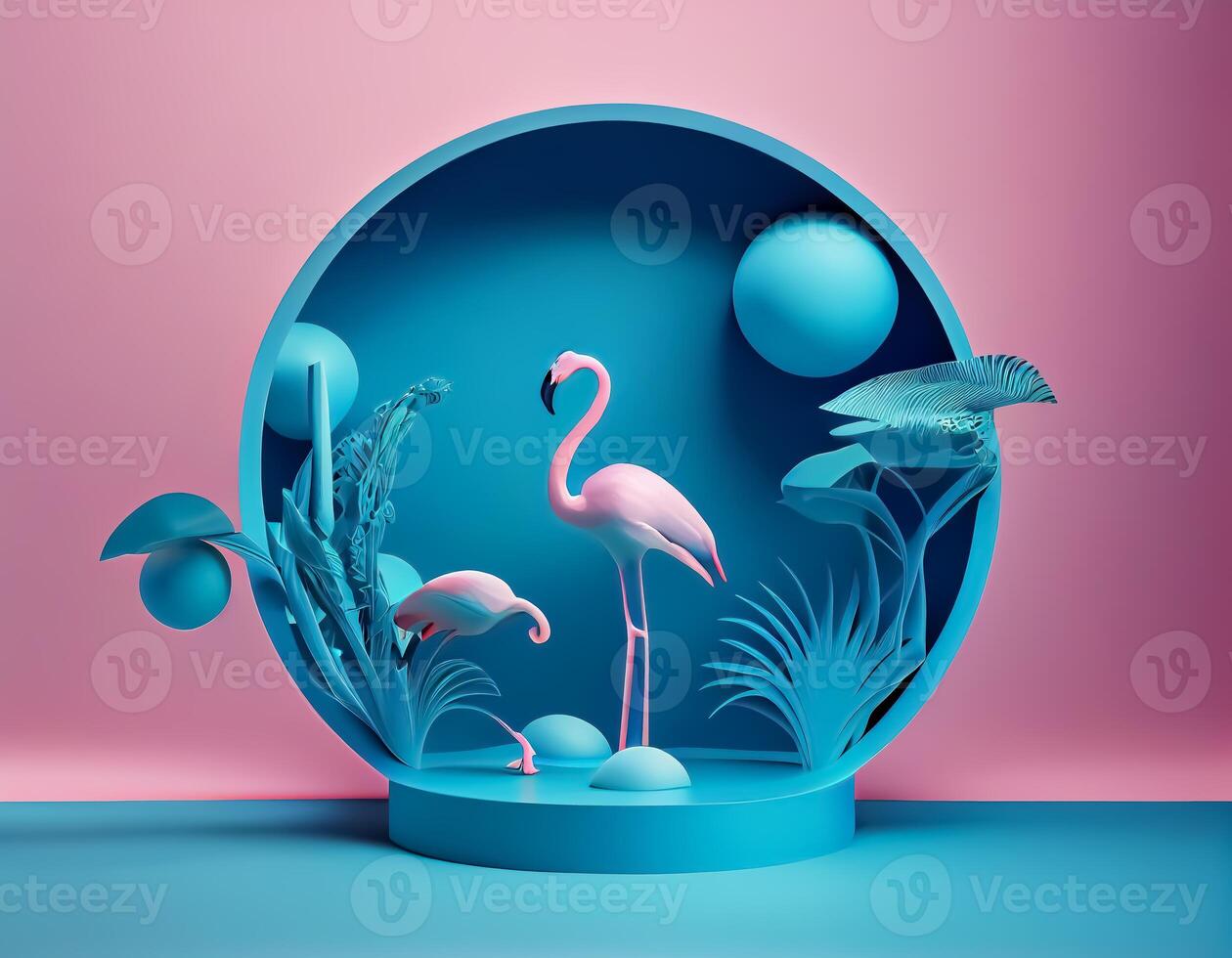 Abstract 3d podium for product presentation with geometric shapes, Empty round podium,Platforms for product presentation with shadows and light background. photo