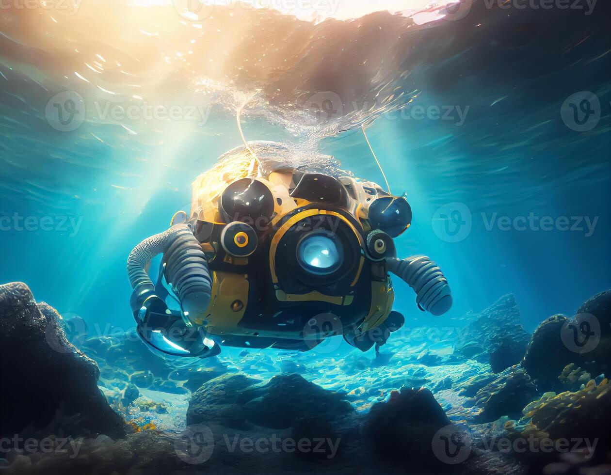 Robot swimming in the sea. photo