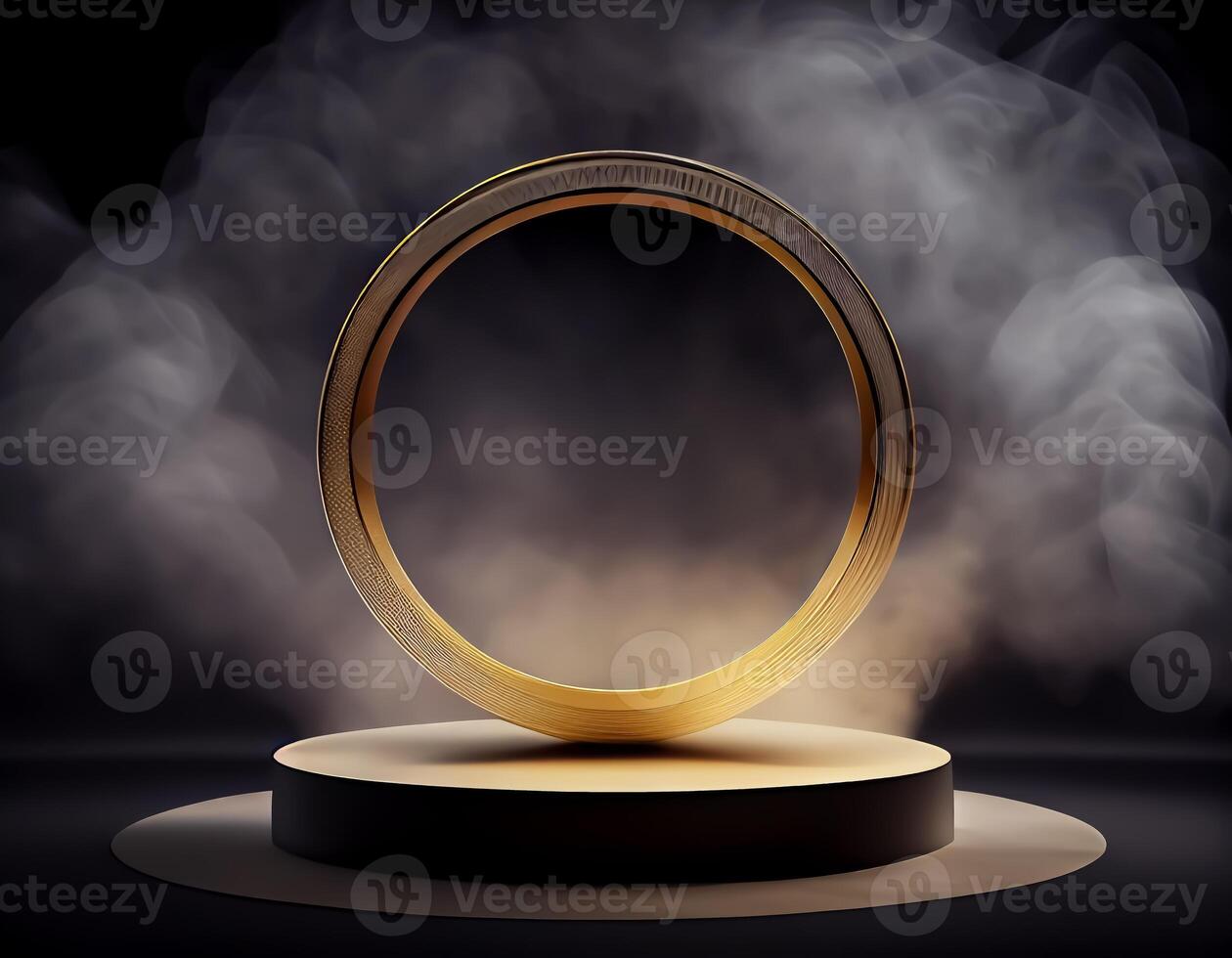 Abstract 3d podium for product presentation with geometric shapes, Empty round podium,Platforms for product presentation with shadows and light background. photo