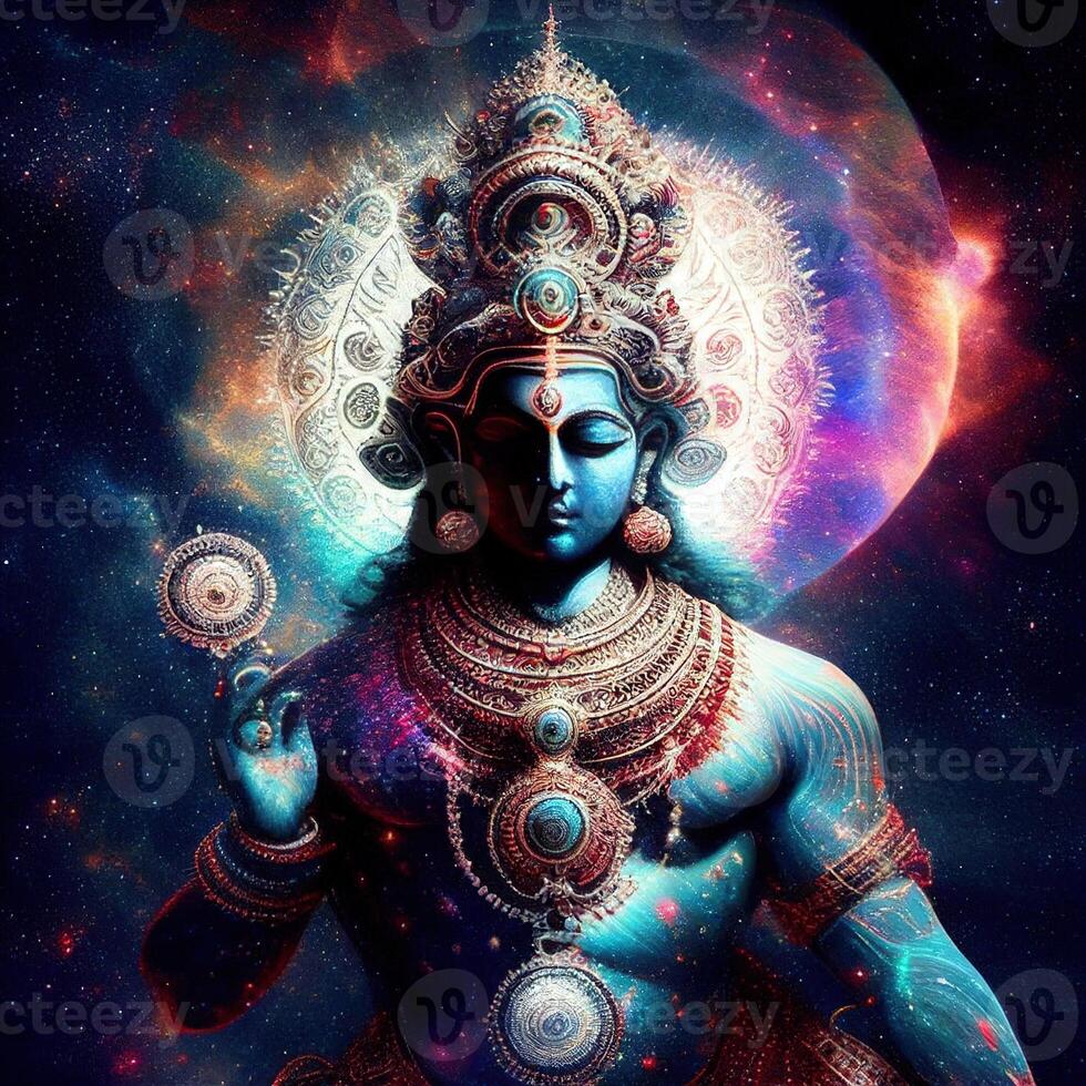 Hindu God vishnu in universe photo