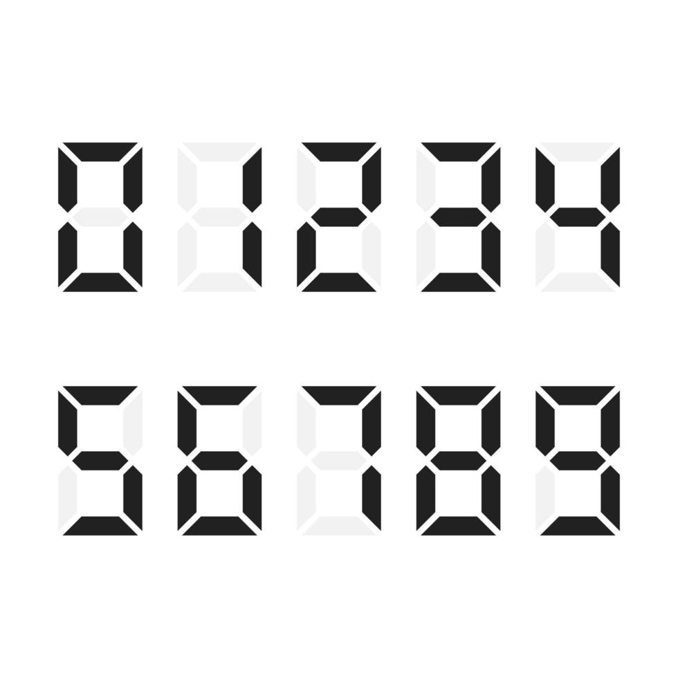 Digital numbers set. Digital number font text. Vector illustration isolated on white background