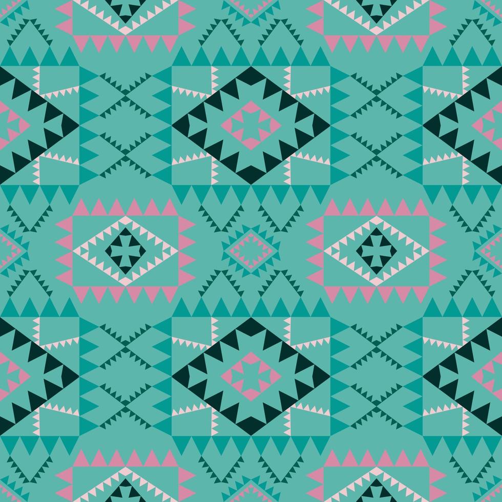 Geometric ethnic pattern with square triangle diagonal abstract ornament design for clothing fabric textiles printing, handcraft, embroidery, carpet, curtain, batik, wallpaper wrapping, vector drawing