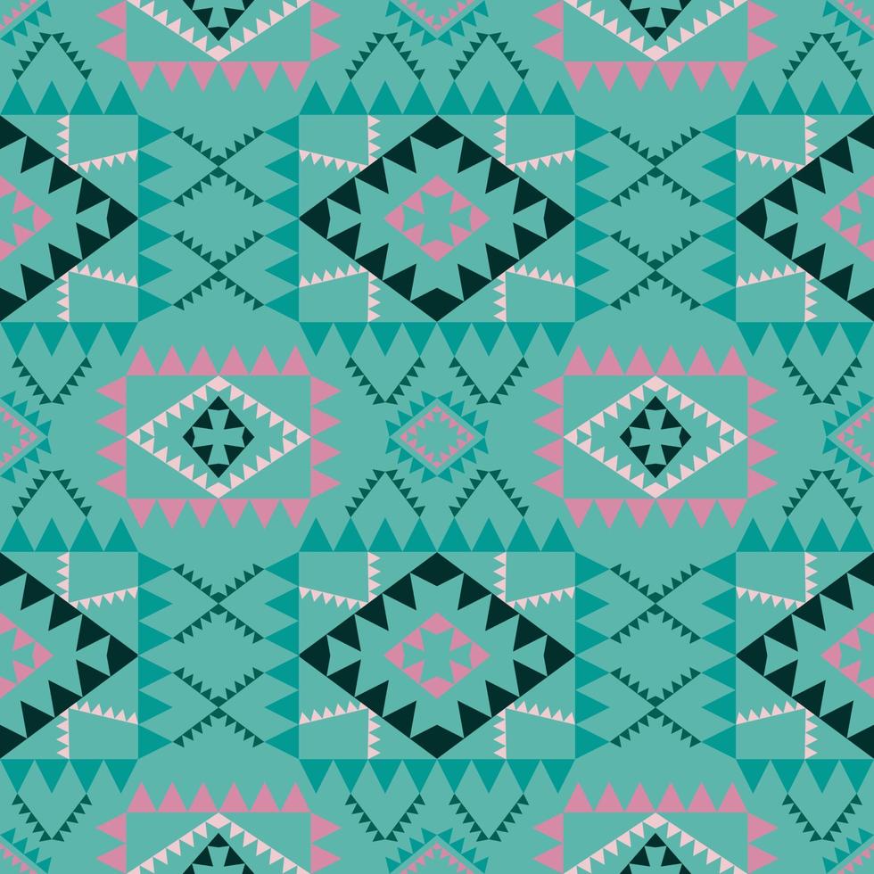 Geometric ethnic pattern with square triangle diagonal abstract ornament design for clothing fabric textiles printing, handcraft, embroidery, carpet, curtain, batik, wallpaper wrapping, vector drawing