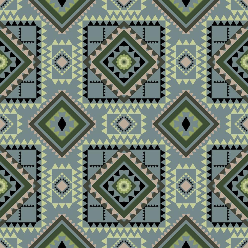 Geometric ethnic pattern with square triangle diagonal abstract ornament design for clothing fabric textiles printing, handcraft, embroidery, carpet, curtain, batik, wallpaper wrapping, vector drawing