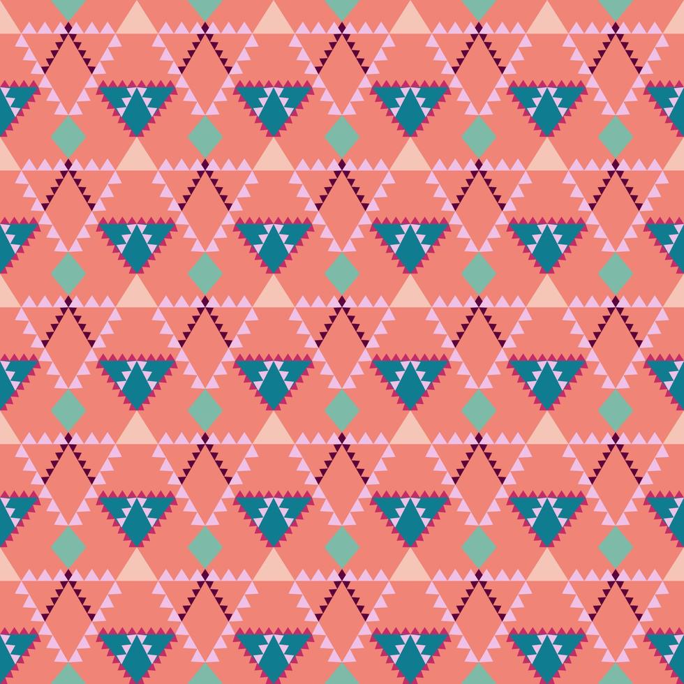 Geometric ethnic pattern with square triangle diagonal abstract ornament design for clothing fabric textiles printing, handcraft, embroidery, carpet, curtain, batik, wallpaper wrapping, vector drawing