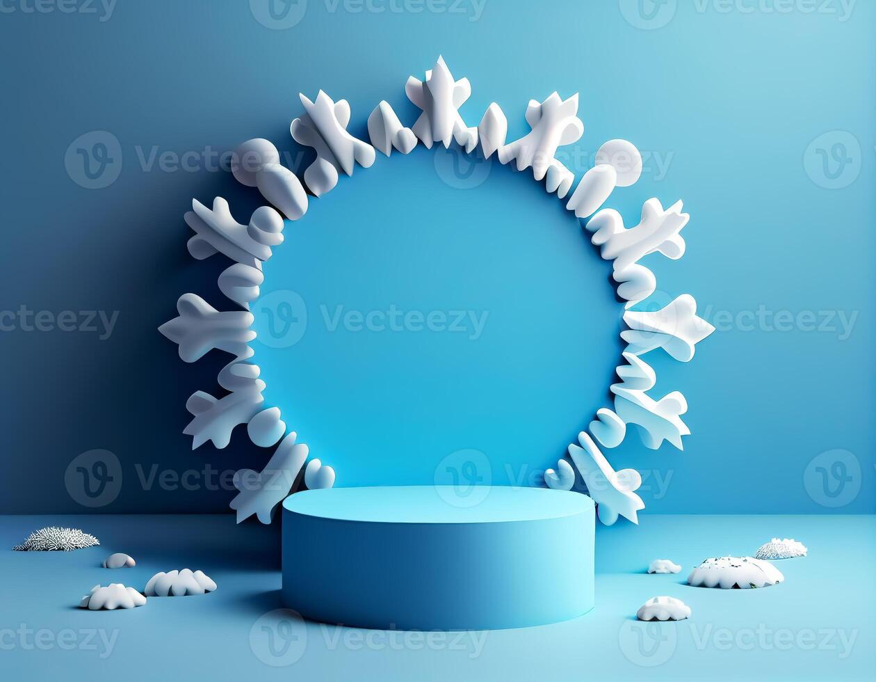 Abstract 3d podium for product presentation with geometric shapes, Empty round podium,Platforms for product presentation with shadows and light background. photo