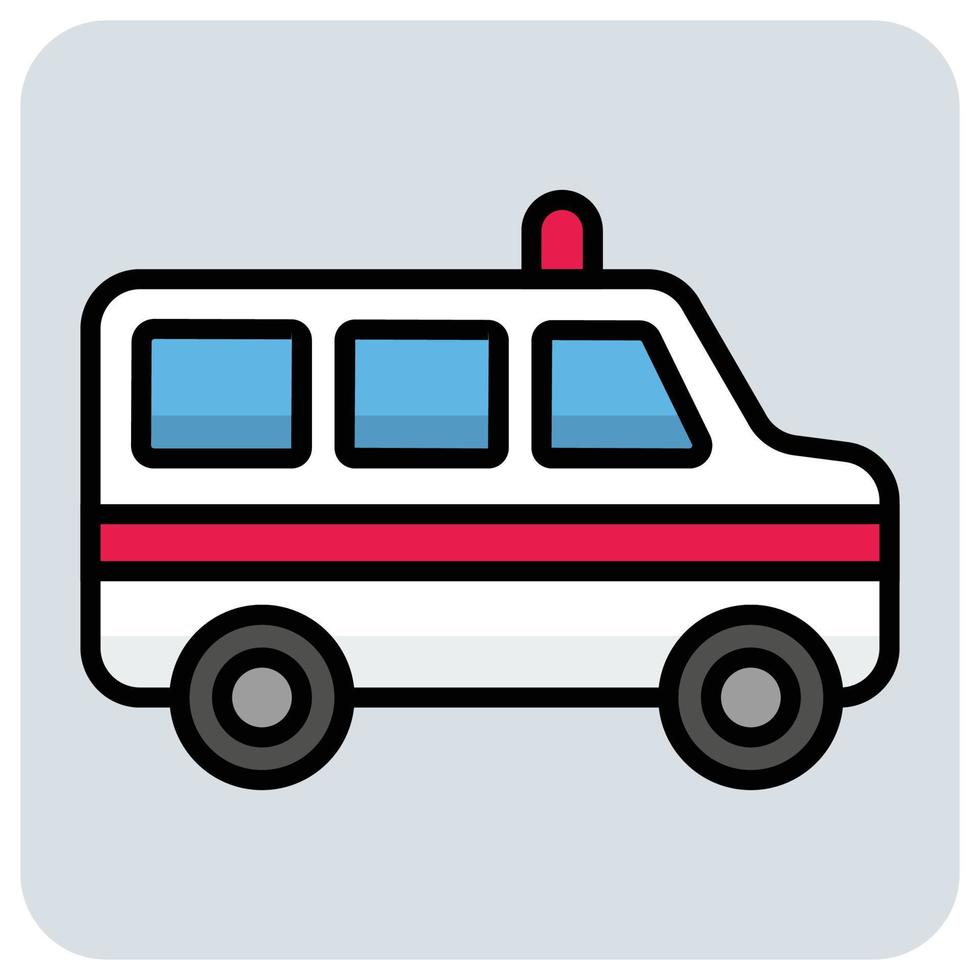 lleno color contorno icono para ambulancia transporte. vector