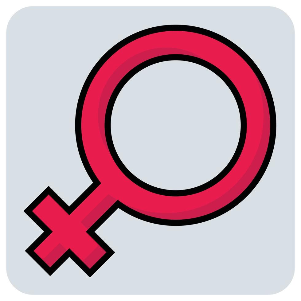 Filled color outline icon for Female. vector