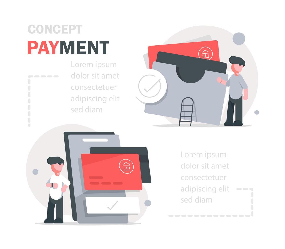 Mobile payments. Online sending money from mobile wallet to bank card, golden coins transfer app and e payment vector illustration set. Mobile payment, business finance pay