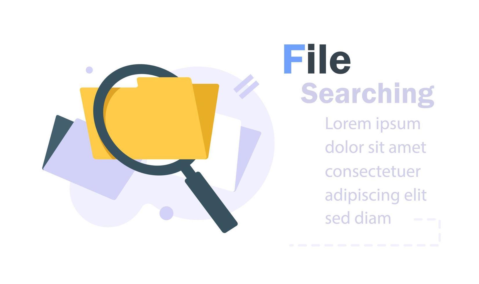 Office folder with documents, searching file directory, search vector