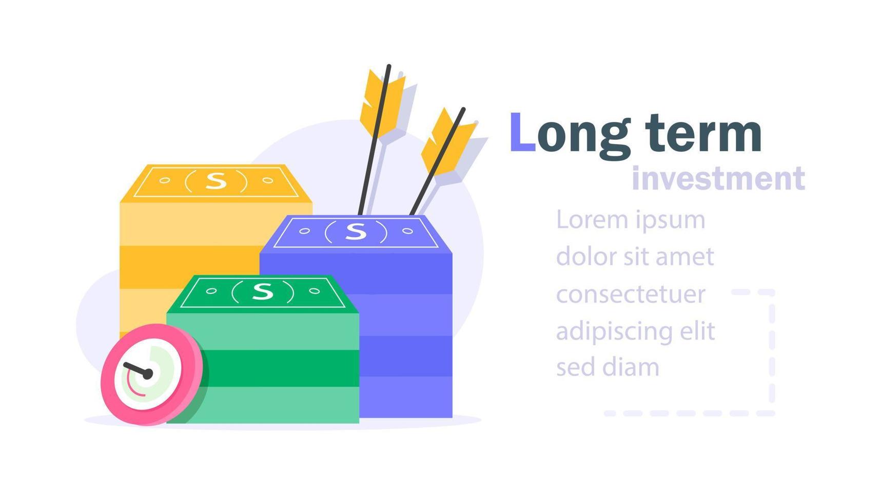 Compound interest, time is money, financial investments stock market, future income growth, revenue increase, money return, pension fund plan vector