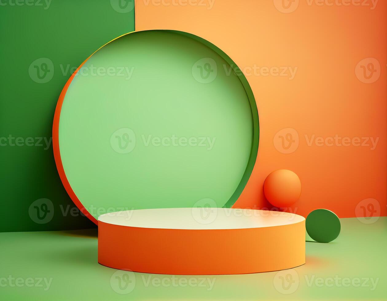 Abstract 3d podium for product presentation with geometric shapes, Empty round podium,Platforms for product presentation with shadows and light background. photo