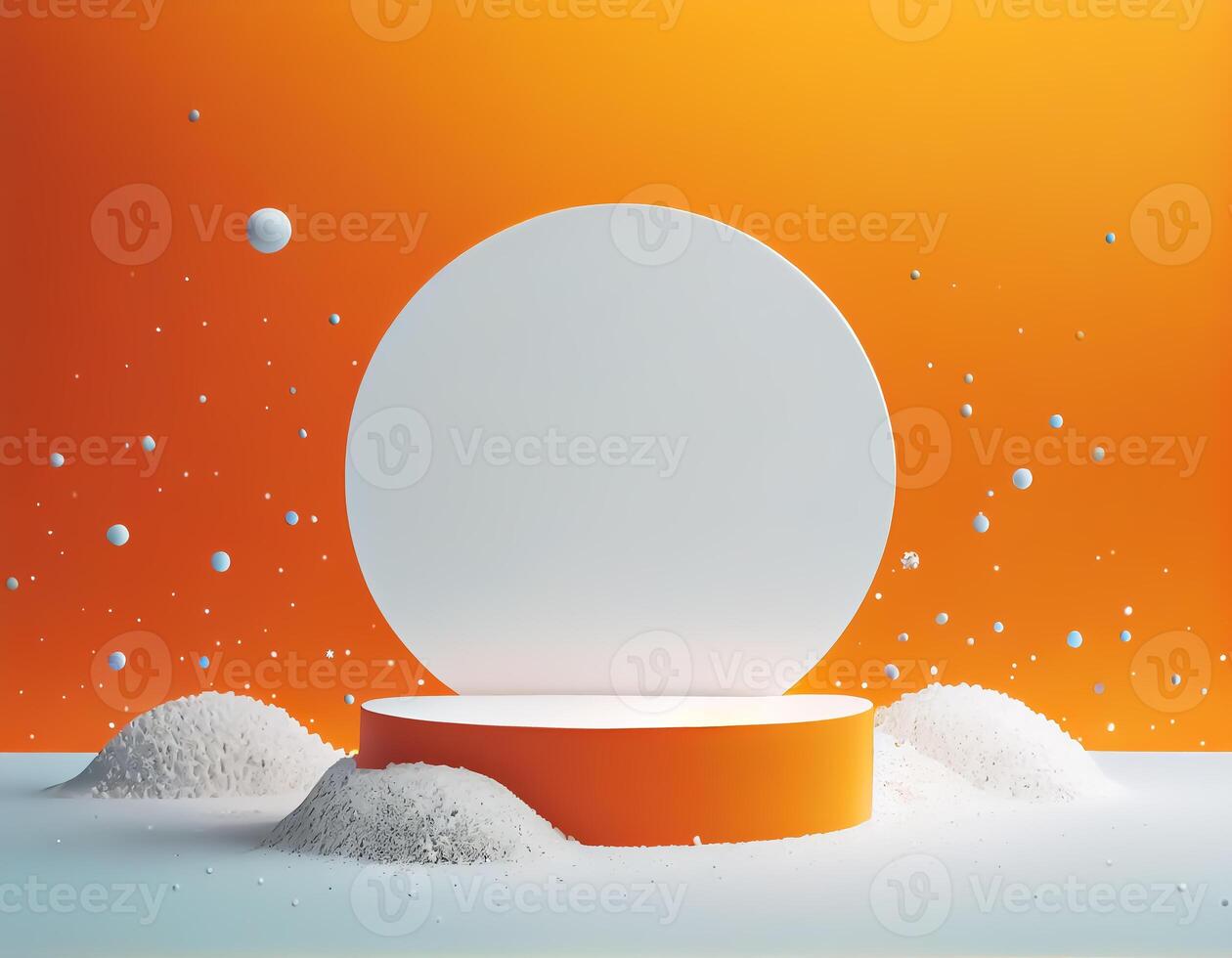 Abstract 3d podium for product presentation with geometric shapes, Empty round podium,Platforms for product presentation with shadows and light background. photo