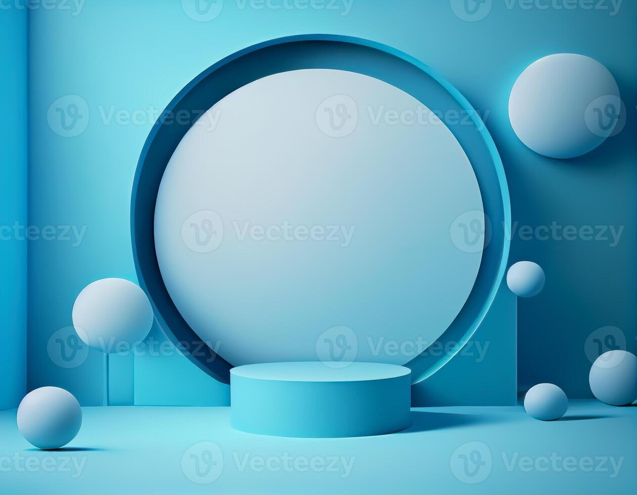 Abstract 3d podium for product presentation with geometric shapes, Empty round podium,Platforms for product presentation with shadows and light background. photo