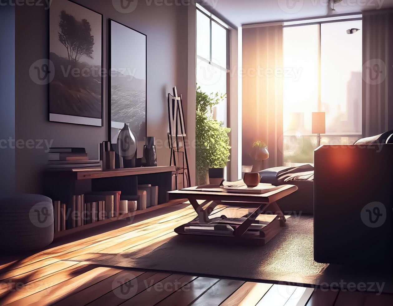 Design modern living room with sunlight.. photo