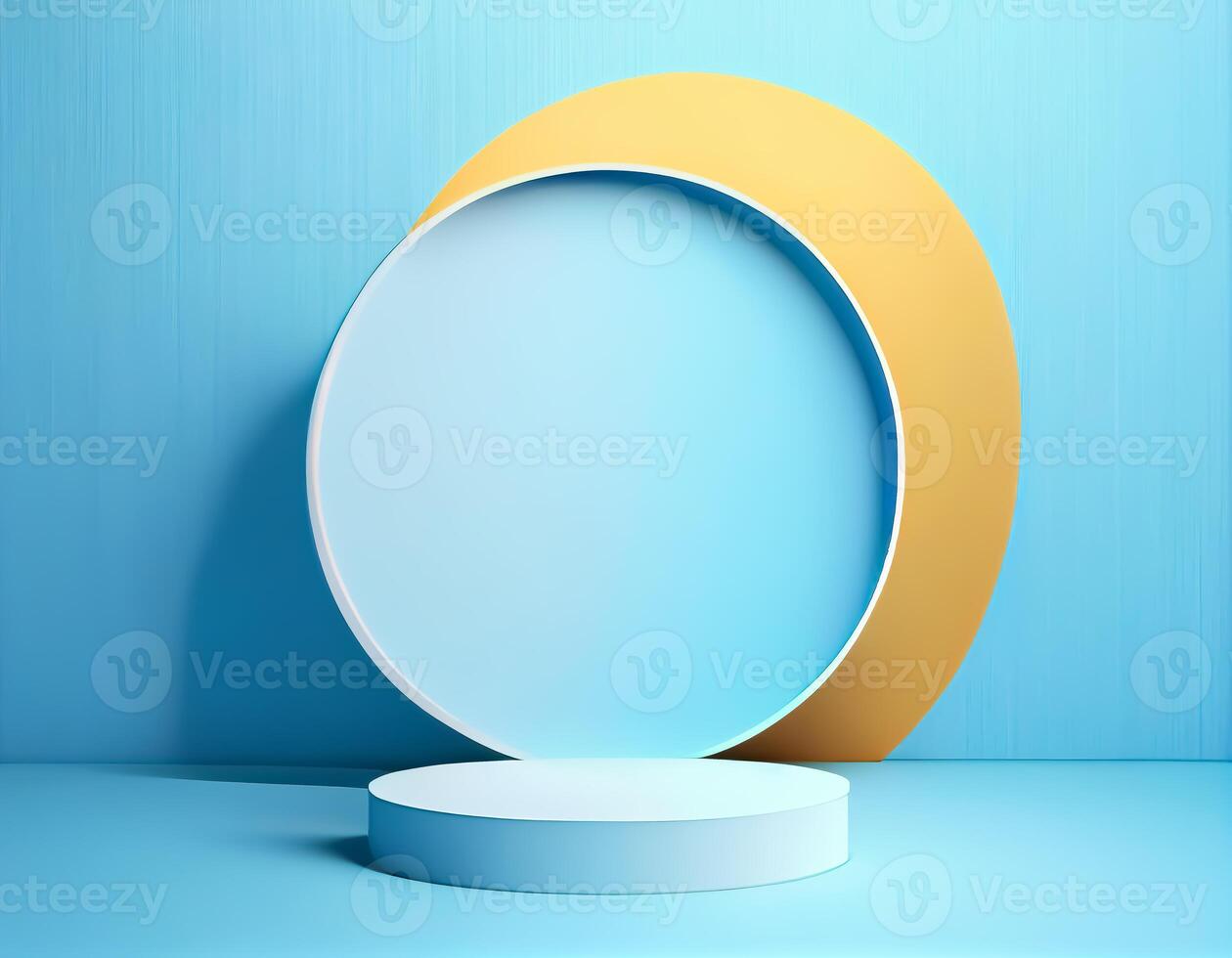 Abstract 3d podium for product presentation with geometric shapes, Empty round podium,Platforms for product presentation with shadows and light background. photo