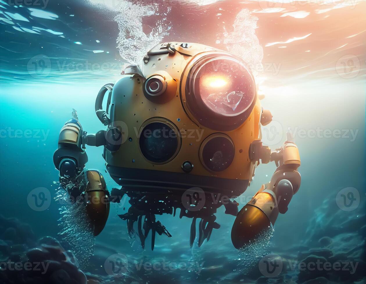 Robot swimming in the sea. photo