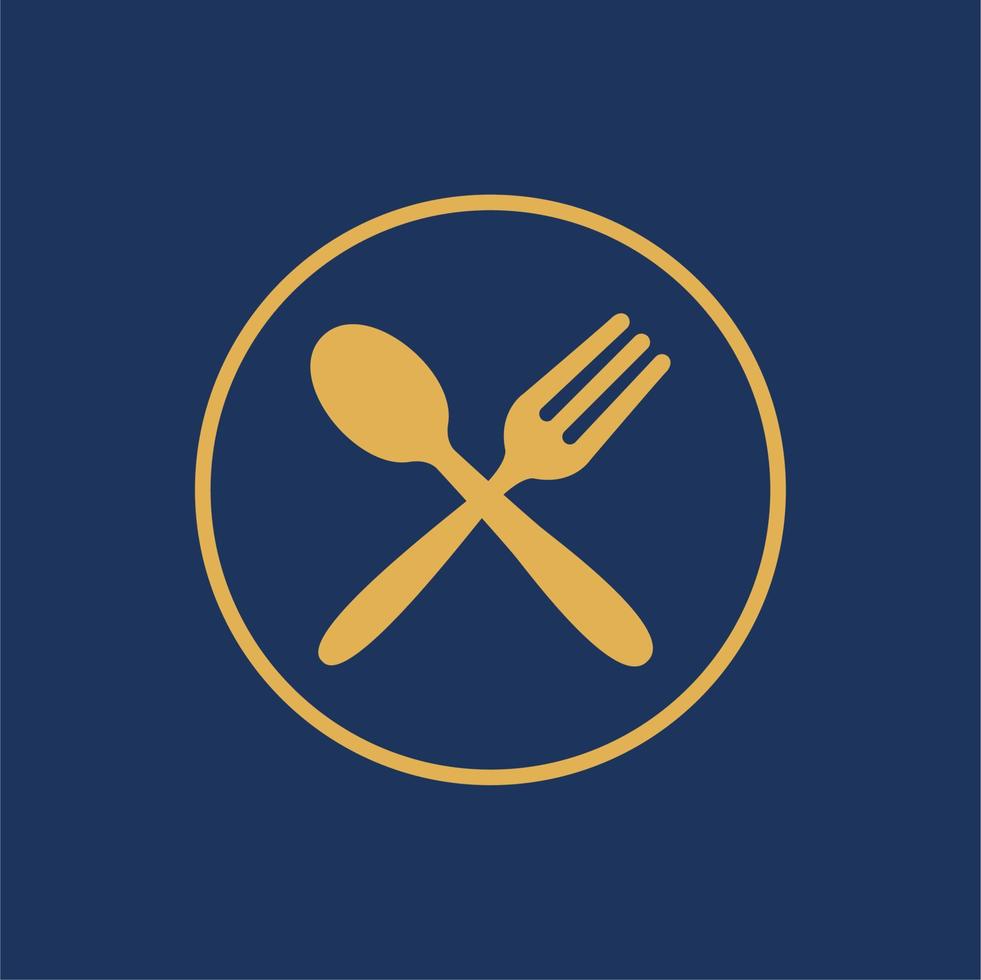 grapich icono diseño de cuchara y tenedor. circulo forma, adecuado para restaurante logo vector