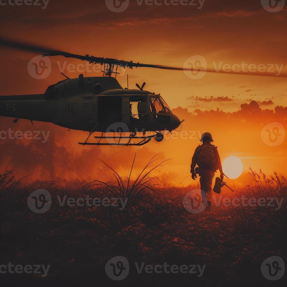 vietnam war golden hour memory image photo