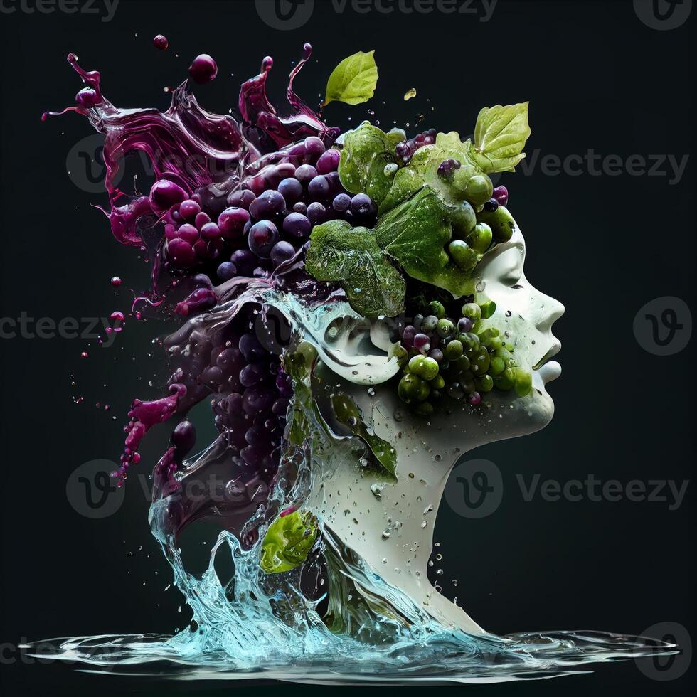 water splash like a venus woman torso brain of vegetables image photo